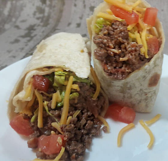 Keto Bacon Cheeseburger Burrito