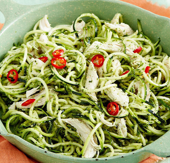 Keto Chicken Pesto Zoodle Salad