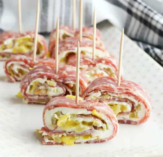 Keto Ham & Swiss Roll-ups with Honey