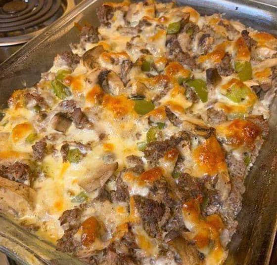 Keto Low-Carb Philly Cheese Steak Casserole