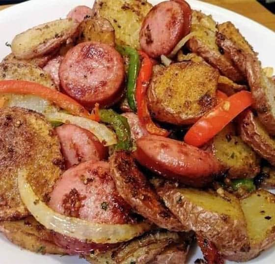 Keto Fried Radish and Sausage Peppers