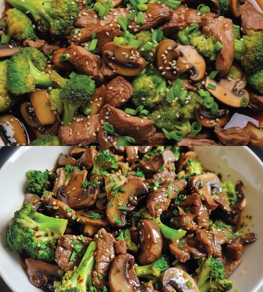 KETO BROCCOLI MUSHROOM BEEF