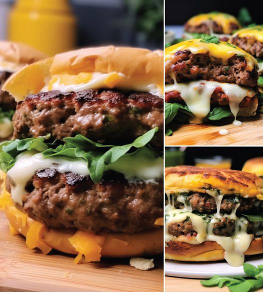 Keto Spinach Mozzarella Stuffed Burgers