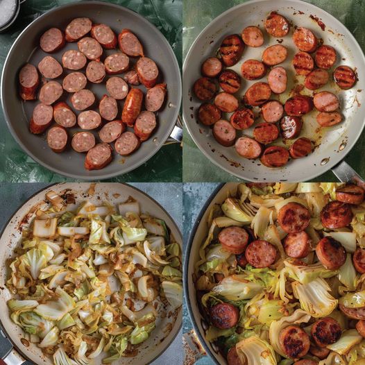 KETO BRAISED CABBAGE WITH KIELBASA AND BACON