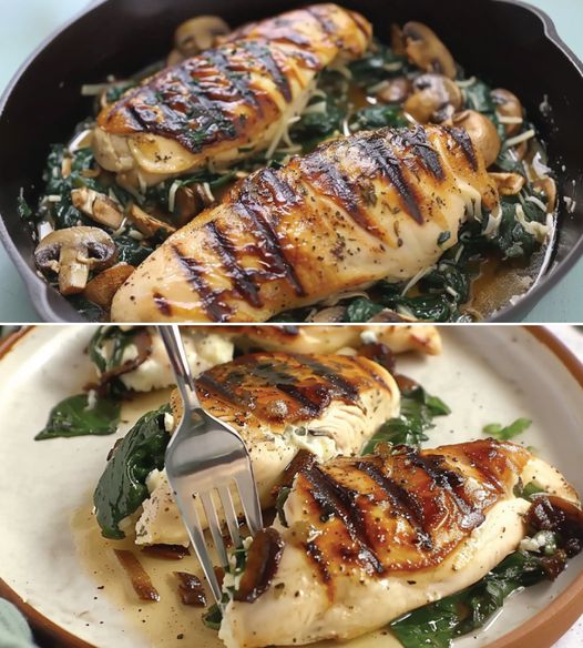 Keto Goat Cheese and Spinach stuffed Chicken Breast