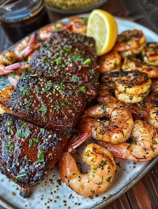 Garlic Butter Grilled Steak & Shrimp